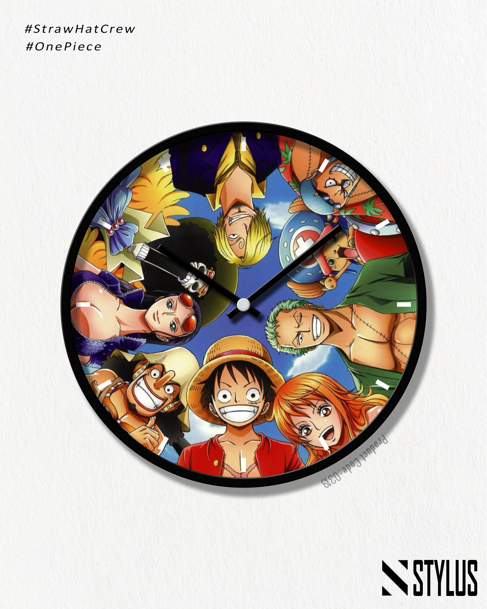 straw hat pirates group wall clock