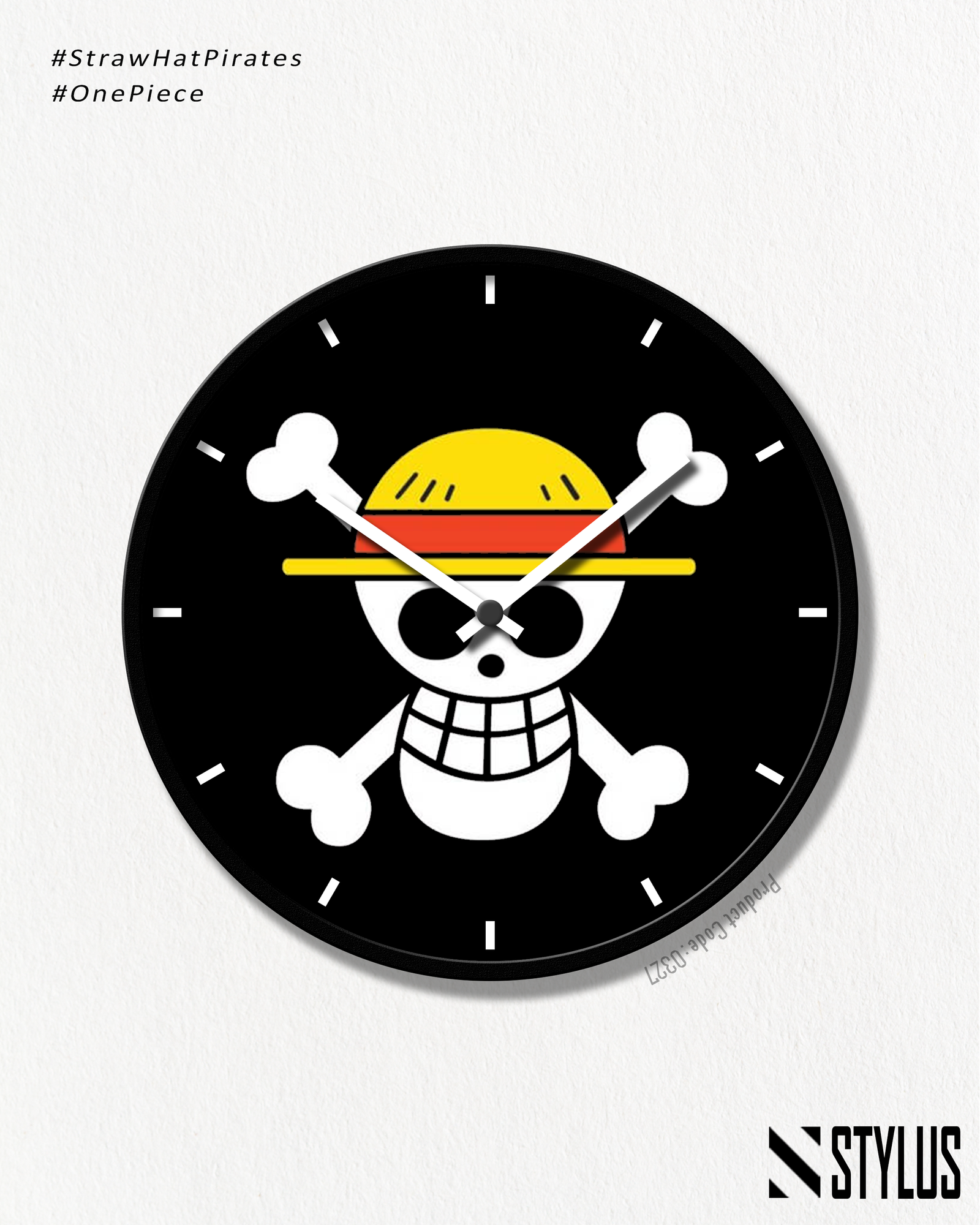 straw hat pirates skull wall clock