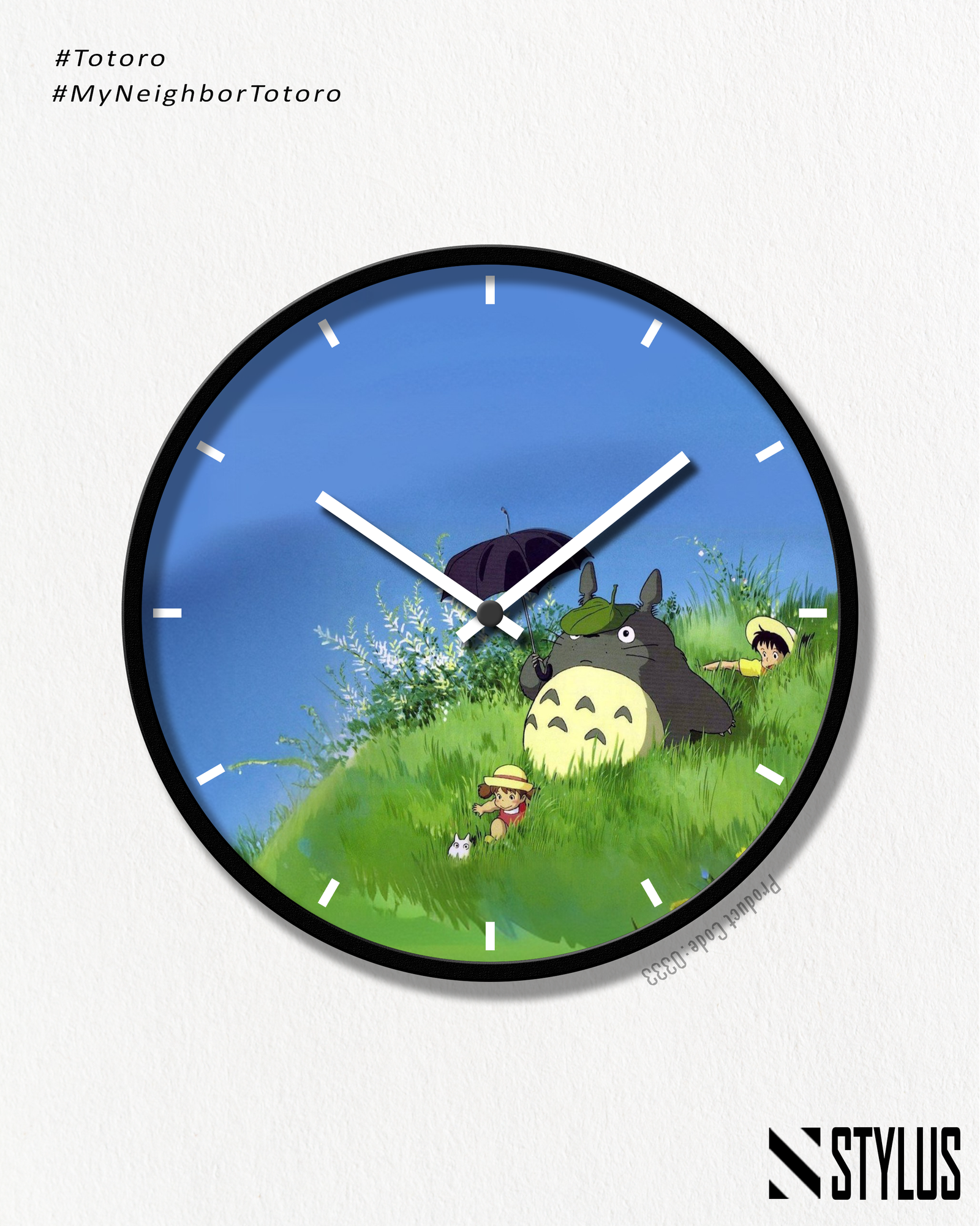 totoro nature scene wall clock